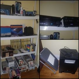 electronics including CDs, DVDs, Sony stereo receiver, & more. 