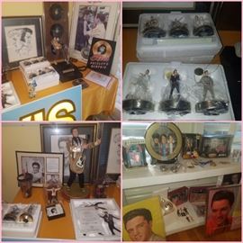 Elvis Presley collectibles including framed prints, PEZ, albums, ornaments, & more 