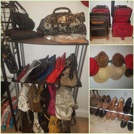 Handbags including Coach, Aigner, Claiborne, & more; luggage, hats, shoes, & more.