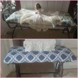 Iron padded benches & doll