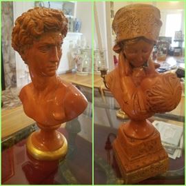 Busts/sculptures by Jaru. David & Mother with child.