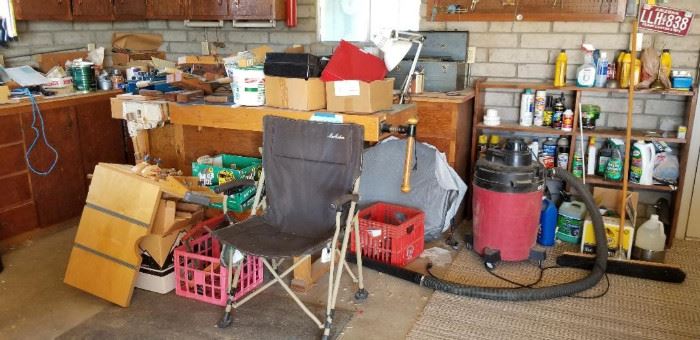 All kinds of tools and garage items.