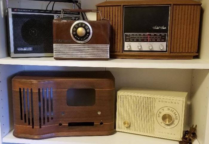 Radio Heaven! There are numerous radios including short wave radios along with parts and equipment and books.