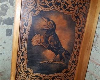wood Raven serving tray