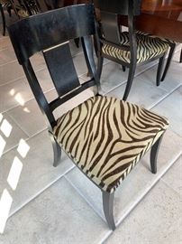 Set of 12 Bolier and Company custom dining chairs with zebra hide upholstery