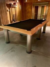 Contemporary Manhattan Brunswick Billiards table with black velvet and custom ping pong top
