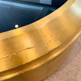 Closeup of gold coffee table
