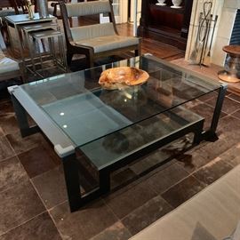 John Boone steel and glass coffee table