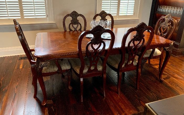 Classic dining room table with six chairs