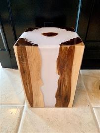 Contemporary wood and acrylic stool