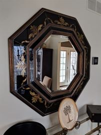 $75   NOW $37 Black framed octagon mirror. 40x40