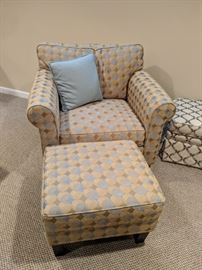 $250   Patterned chair with footstool    SOLD