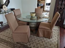 $175, NOW $87  Round, glass table with pretty base