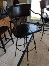 $225   Leather seat swivel bar stool (2)
