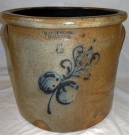 5 Gallon Blue Decorated Seymour Hartford Crock