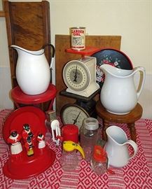 Country Primitives, Kitchenware, Aunt Jemima, Ironstone, Scales, Bread Board, Slaw Cutter