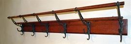 Wooden & Cast Iron Coat & Hat Rack