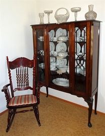 Mahogany China Cabinet, Arm Rocker