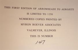 Rare First Limited Edition "Arrowheads To Aerojets" Monroe County, Illinois Book, #147 of 1250