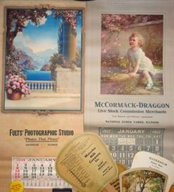 Old Local 1920's Advertising Calendars, Fans