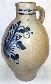 Early Blue Decorated Ovoid Jug