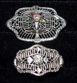 14K Gold & Diamond Ring & Pin