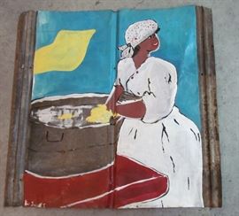 Painted metal roofing metal, by Leonard Jones, 27 x 26