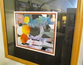 "A Pot of Poppies", acrylic on rice paper, signed "Coleman"  11 1/2 x 10