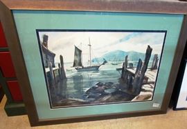 Harbor scene, by "Fields", 28 x 20