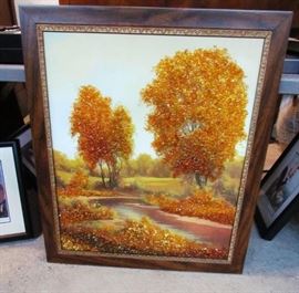 Landscape using amber chips for foliage.  From Baltic area.