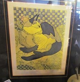 "Cat" engraving  by Delia Sugenthaler, numbered 9/10