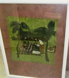 African painting on handmade paper, framed