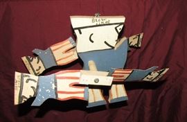 Blow Oskar whirl-i-gig by R.A. Miller, Rabbit town, Ga, 10" tall