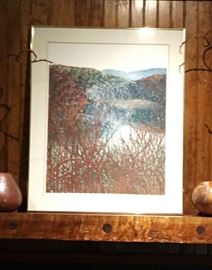 "Distant Hills", lithograph by Linda Yarborough, signed & numbered (129 / 150), 22" x 28"