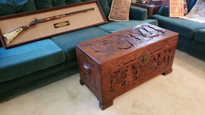 Camphor/Antique Chest....Davy Crockett replica rifle