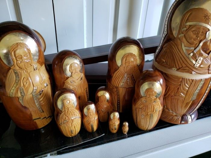 Hand Carved Russian nesting dolls