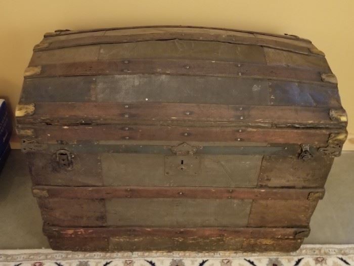 Antique Camelback Camelback Steamer Trunk