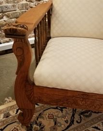 Antique Carved Oak Morris Chair Arm Detail