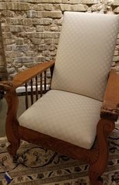 Antique Carved Oak Morris Chair a