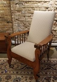 Antique Carved Oak Morris Chair