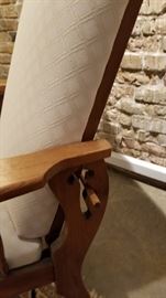 Antique Carved Oak Morris Chair Rod and Peg