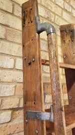 Antique Oak Library Ladder Hand Rail