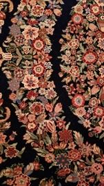 Area Rug Wool Deep Blue Center Design