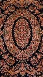 Area Rug Wool Deep Blue Center Medallion
