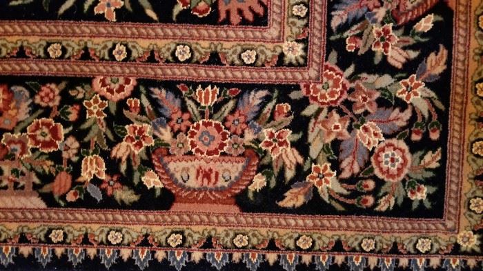 Area Rug Wool Deep Blue Edge