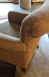 Arm Chair and Ottoman Rolled Back Accent