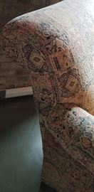 Arm Chair Tapestry Pattern Rolled Back Accent
