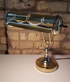 Brass Desk Lamp Pierced Shade