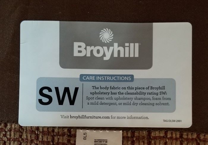 Broyhill Couch Sofa Label
