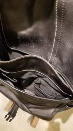 Coach Black Leather Messenger Bag A Pockets